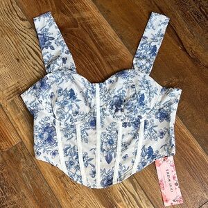 SHEIN blue floral corset top